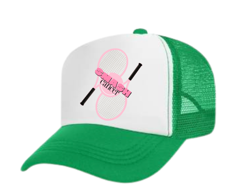 Smash Cancer Tennis Trucker Hat - Green