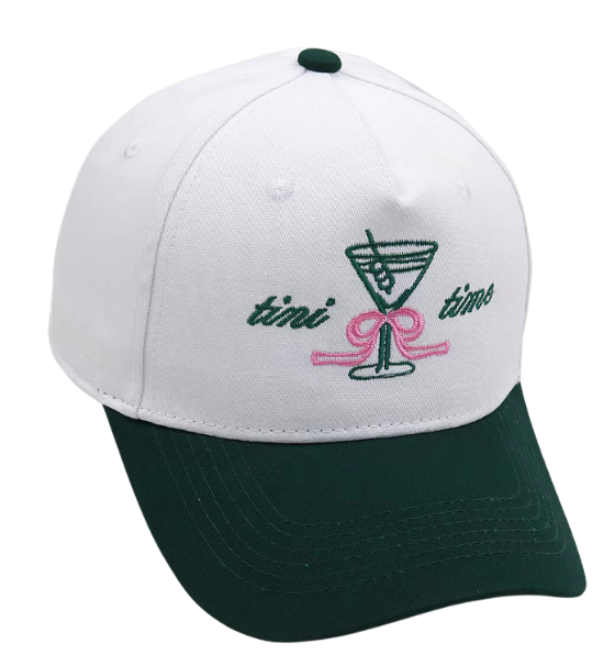 Tini Time Twill Trucker Cap - Dark Green and Off White