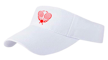 White Twill Visor - Red Crest