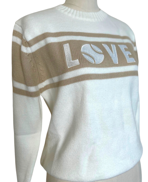 LOVE Sweater - Camel & Off White