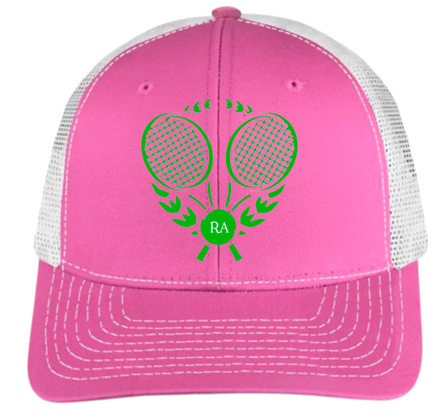 Runway Athletics Distressed Pink Twill Trucker Cap - Crest