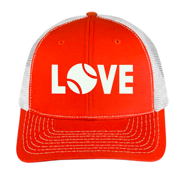 Tennis Love Twill Trucker Cap - Orange and White