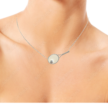 Tennis Racquet Necklace - White Enamel