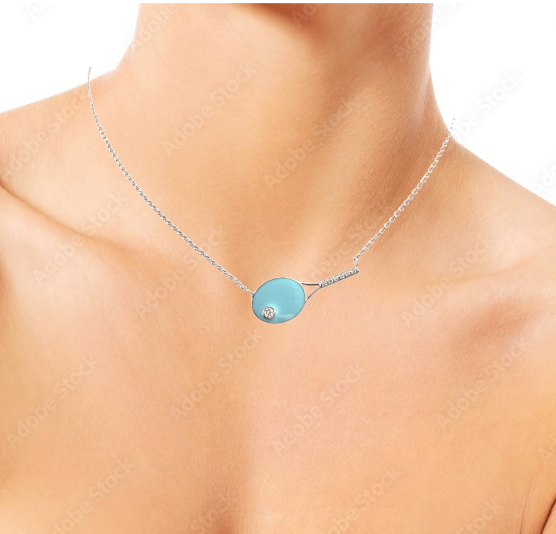 Tennis Racquet Necklace - Tiffany Blue