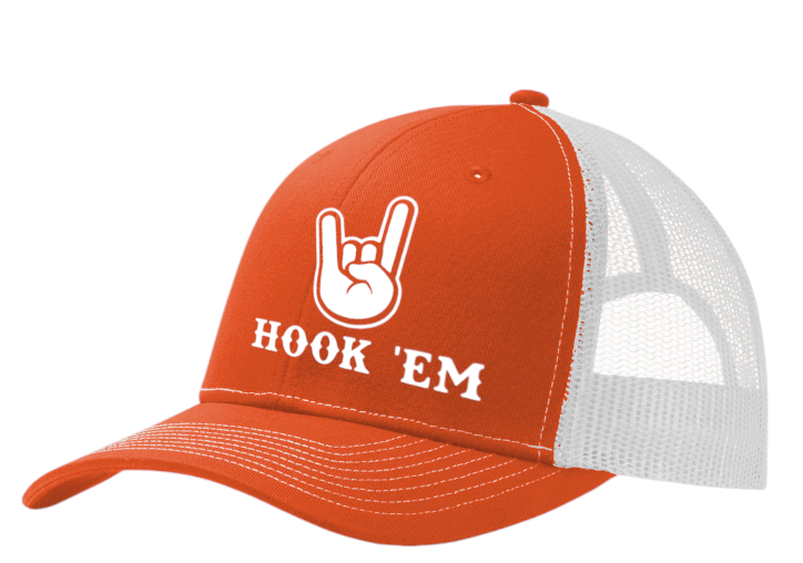 Hook 'Em Burnt Orange Twill Trucker Cap