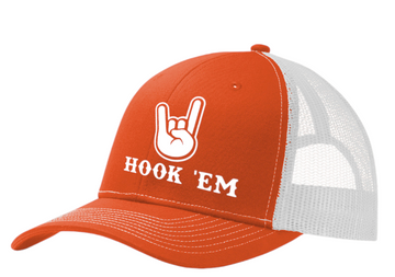 Hook 'Em Burnt Orange Twill Trucker Cap