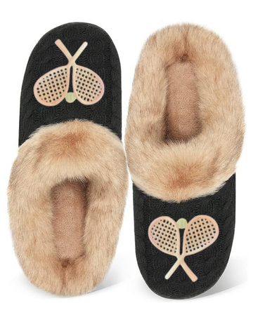 Double Trouble Faux Fur Slippers - Pink Racquets