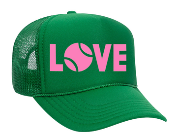 LOVE Tennis Green Trucker Hat - Pink Love