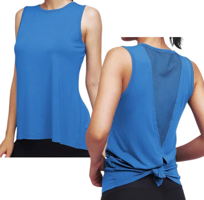 Classic High Neck Mesh Panel Back Tank - Royal