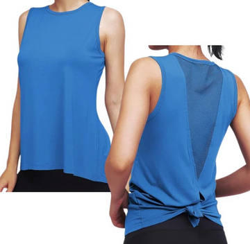 Classic High Neck Mesh Panel Back Tank - Royal