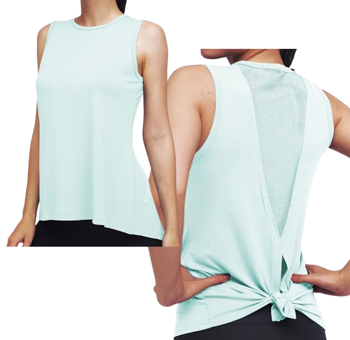 Classic High Neck Mesh Panel Back Tank - Mint