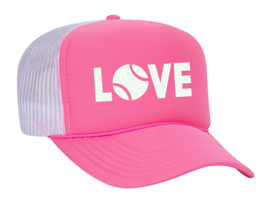 LOVE Tennis Trucker Hat - Pink/White Mesh