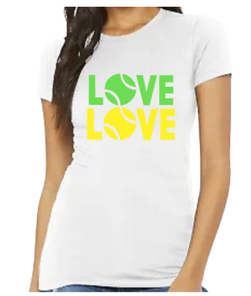 LOVE LOVE White Tennis Tee - Green/Yellow