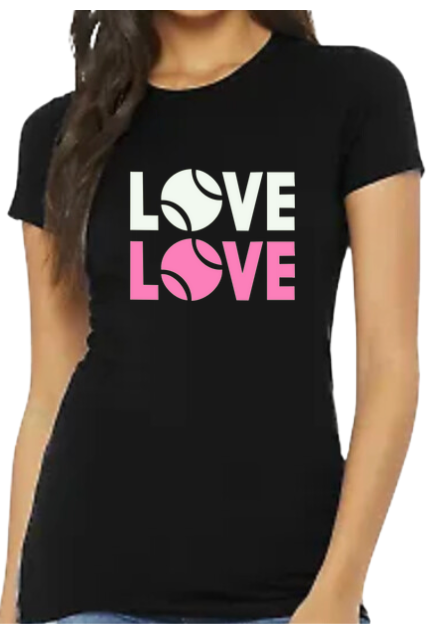 LOVE LOVE Black Tennis Tee - White/Pink