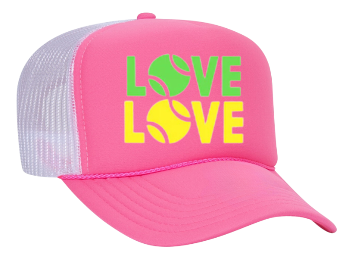 LOVE LOVE Tennis Pink Trucker Hat