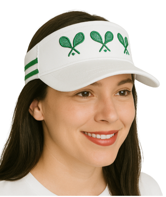Wimbledon Racquets Visor - White with Kelly Green