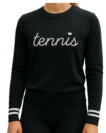Tennis Heart Sweater - Black/White Heart