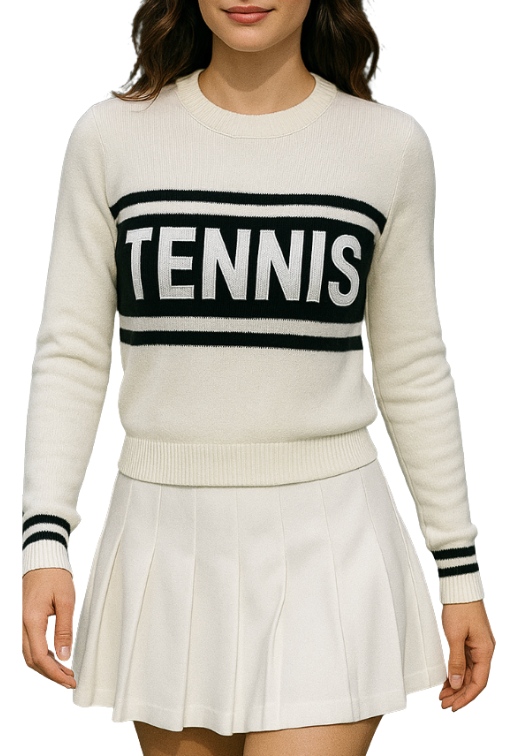 Tennis Sweater Lightweight - White/Black