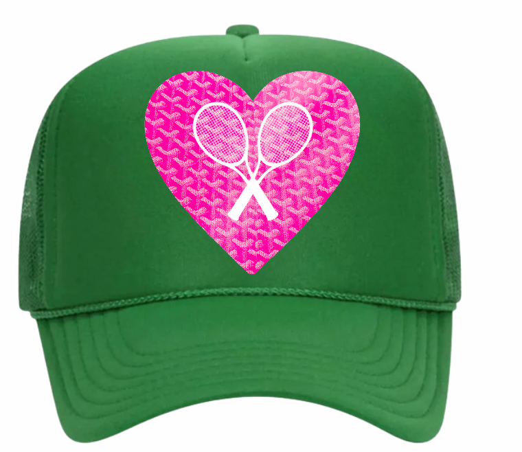 Whimsy Heart Trucker Hat - Green/PinkTennis