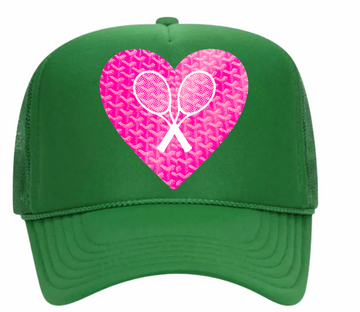 Whimsy Heart Trucker Hat - Green/PinkTennis