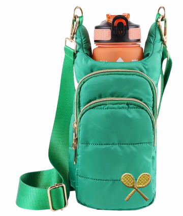 Water Bottle Crossbody - Green Puffer