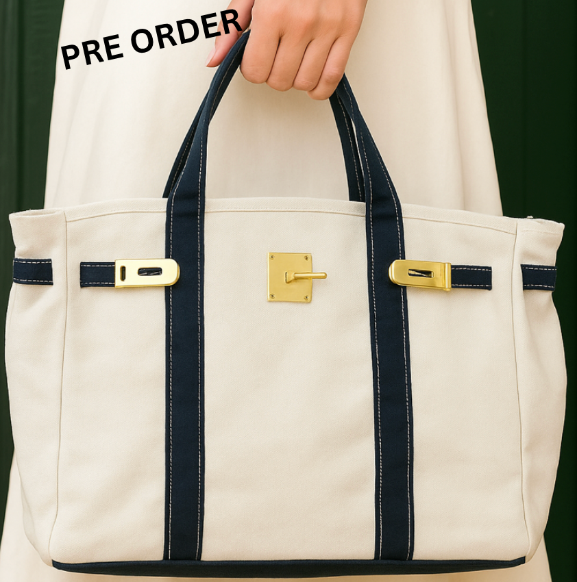 Canvas  "Totekin" Boat Bag - Navy Trim