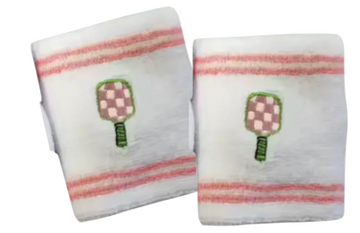 Pickleball Wristband Set - White, Pink, Green 