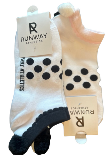 Athletic Socks - Pom Pom Sock Set - Black & White/Lightest Pink
