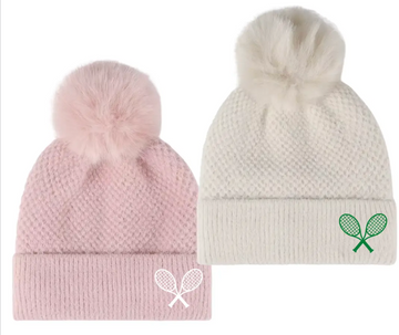 Tennis Time Beanie - (Creme or Pink)