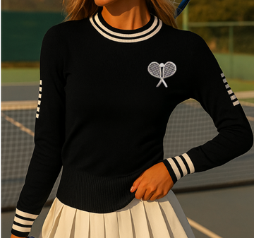 Fitted Tennis Sweater - Black