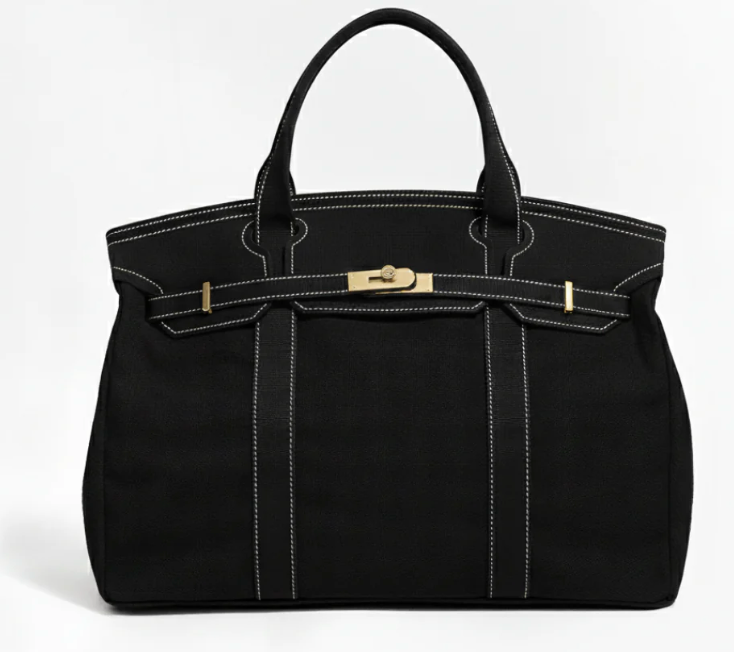 Canvas "Boatkin" Boat Bag - All Black/Contrast Stitching