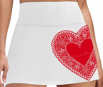 Love & Lace Tennis Skirt - White/Red