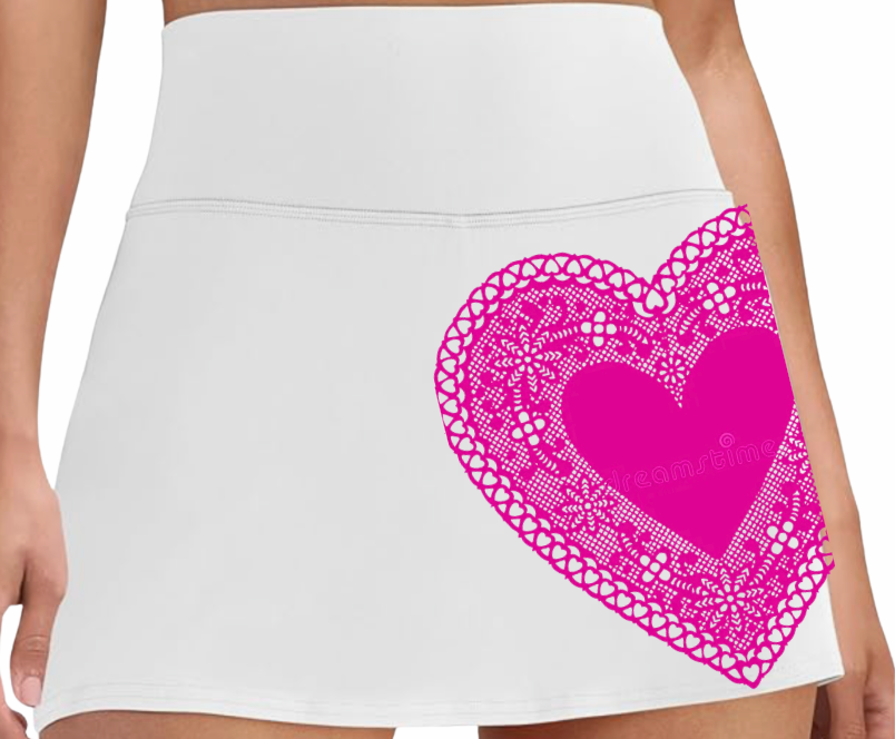 Love & Lace Tennis Skirt - White/Pink