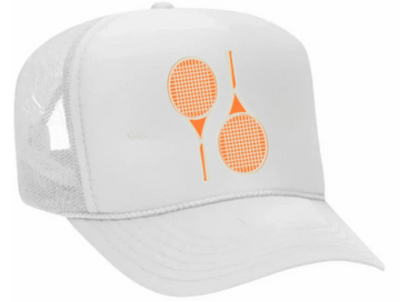 Tennis Trucker "Palm Royale" - White /Tangerine