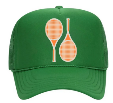 Tennis Trucker "Palm Royale" - Tangerine on Green