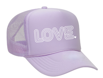 Retro Love Trucker Hat - Lavender & White