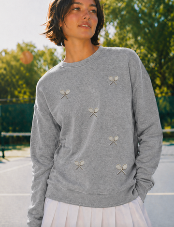 The Courtside Crew Sweatshirt - Heather/Silver