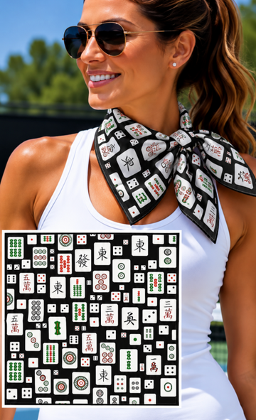 Mahjong Print Bandana - Black & White