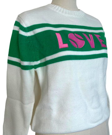 LOVE Sweater - Pink, Green & Cream