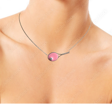 Tennis Racquet Necklace - Pink Enamel