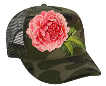 Runway Flower Power Camo Trucker Hat - Pink Flower