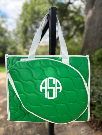 Tennis Quilted Lightweight Tote - Green