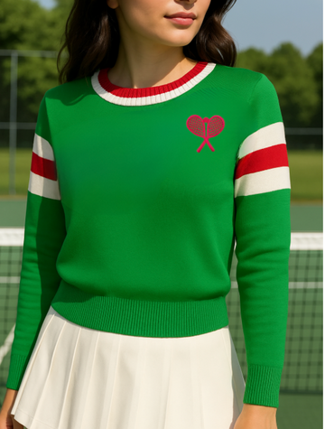 The Classic Pullover - Green, Red, White