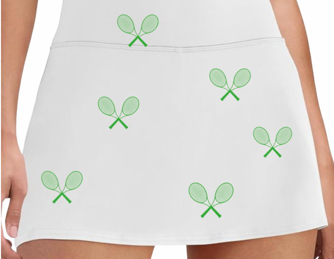 All Over Racquets Tennis Skirt - White/Green