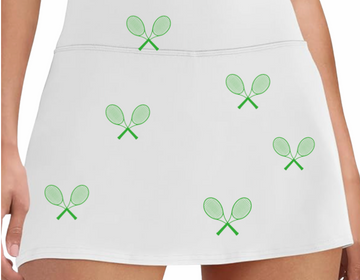 All Over Racquets Tennis Skirt - White/Green