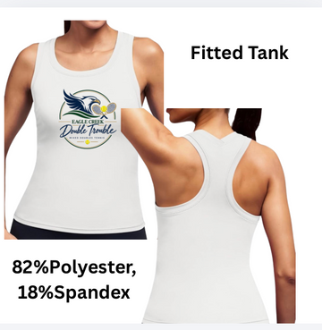 Double Trouble Fitted Athletic Tank - White with Logo