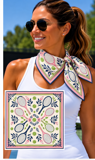 Tennis Print Bandana - Racquets