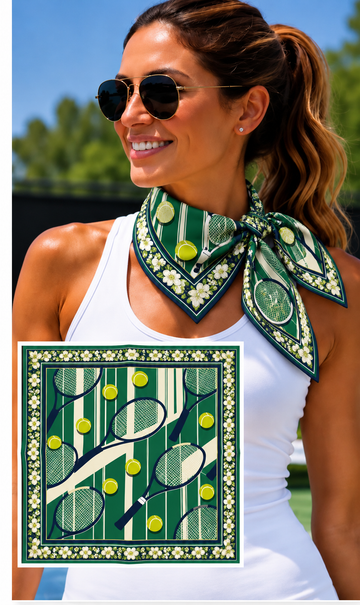 Tennis Print Bandana - Retro green