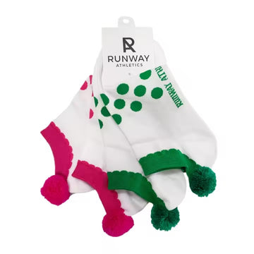 Athletic Socks - Pom Pom Sock Set - Pink & Green