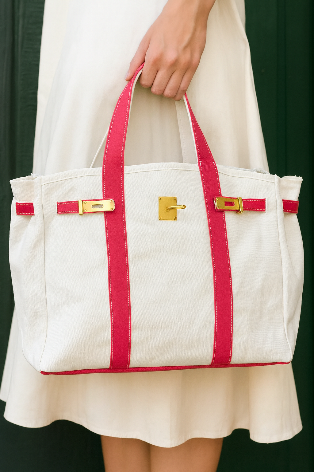 Canvas  "Totekin" Boat Bag - Red Trim